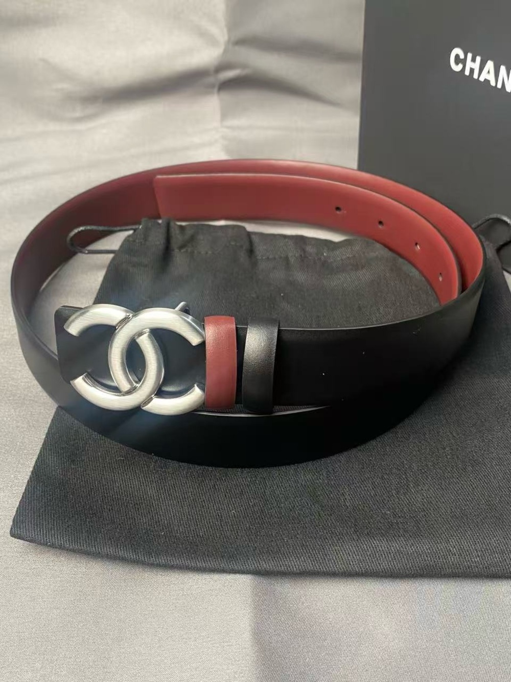 Chanel CC Logo Reversible Belt 34in